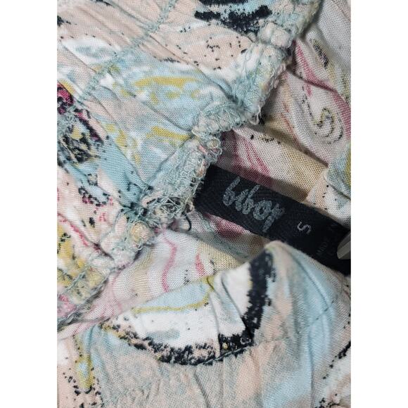 BePop Pink Blue Abstract Print Pull On Shorts Small Lightweight Pleated Front - Picture 4 of 5